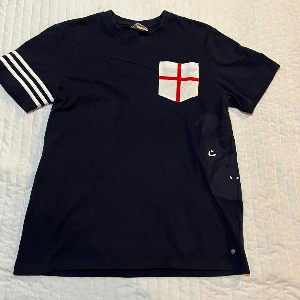 Y2K Adidas England Soccer Futball T-Shirt Jersey 2008 Graphic Tee Large Vintage